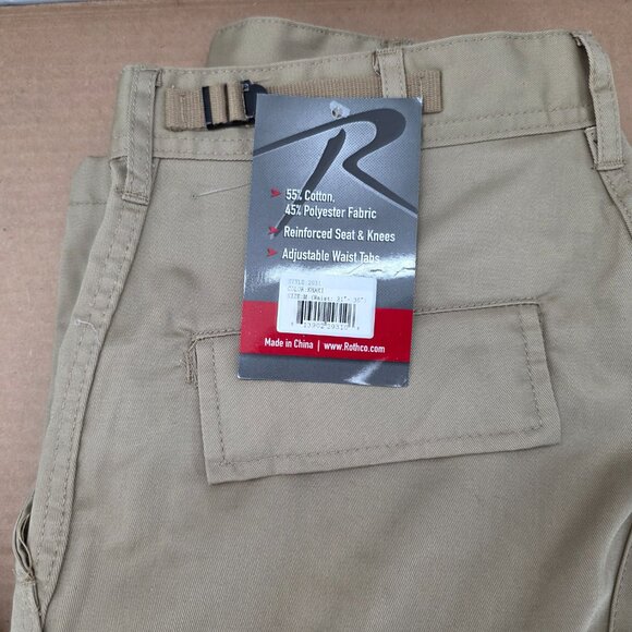 Rothco Relaxed Fit Solid Zipper Fly BDU Cargo Mens Pants 2931 Khaki 2 of Sz M - Picture 13 of 16